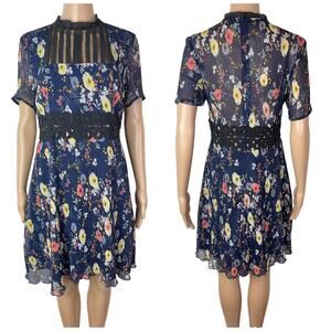Anthropologie x Foxiedox Andora Floral Print Sheer Short Party Dress
